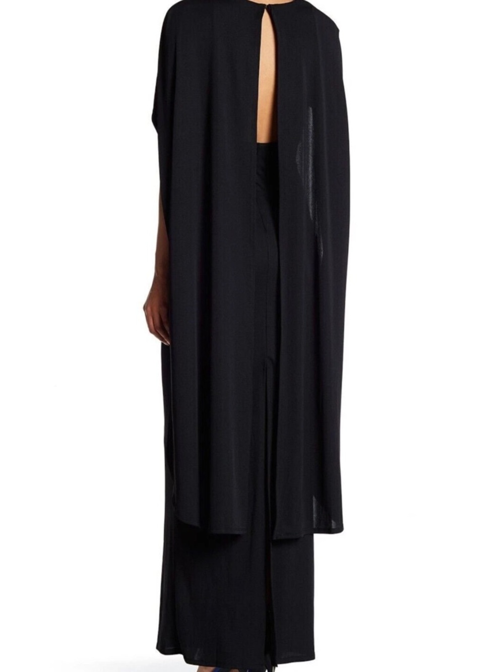 ABS Collection by Allen Schwartz Cape Black Jersey Gown Maxi Dress Size 6 - Picture 2 of 12